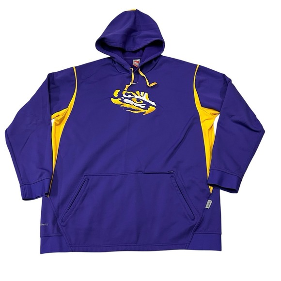 Nike LSU‎ Tigers Men's XL Center Swoosh Hoodie Purple Embroidered Team Y2K NCAA - Picture 1 of 12